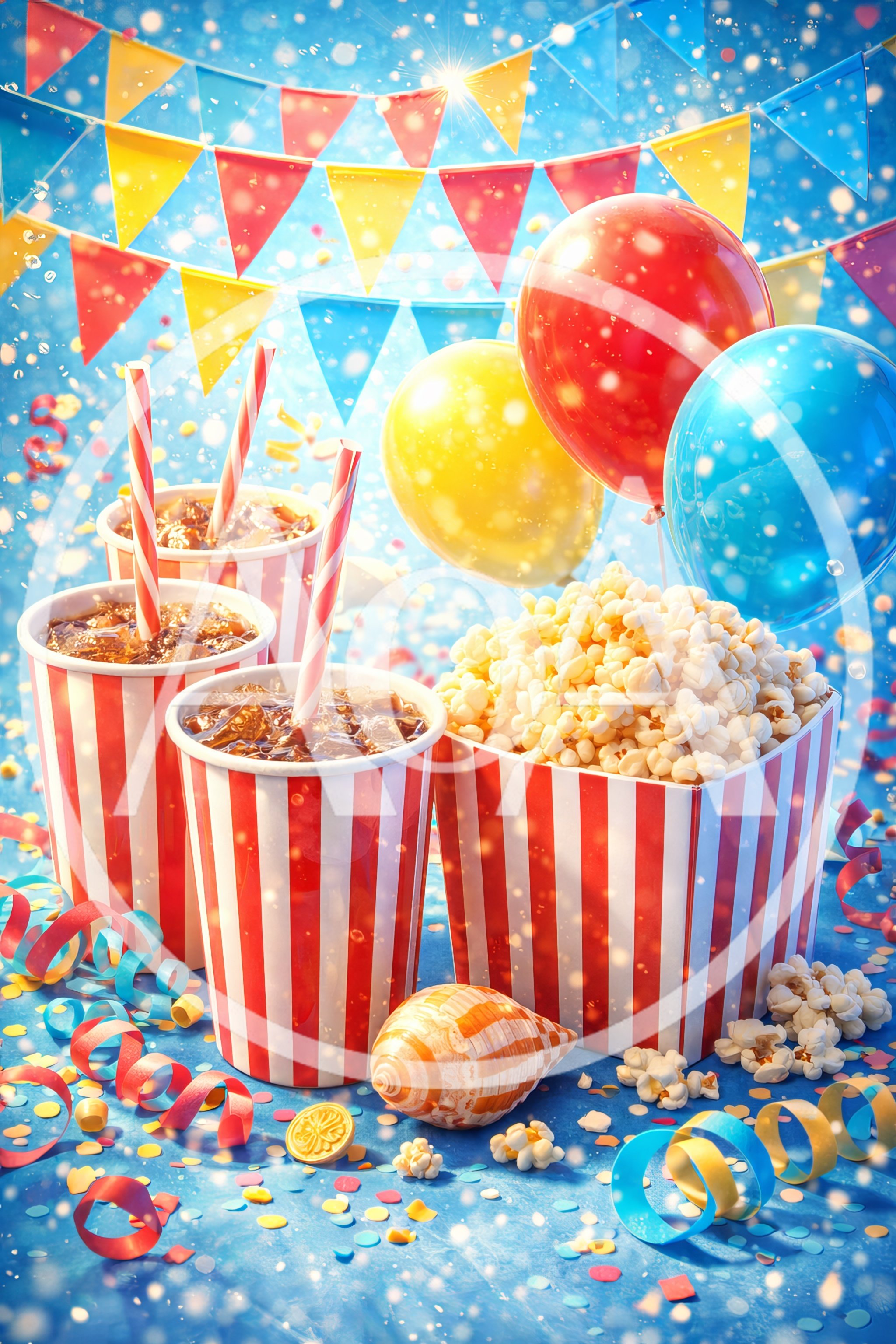 Celebratory Popcorn and Soda Party Setup