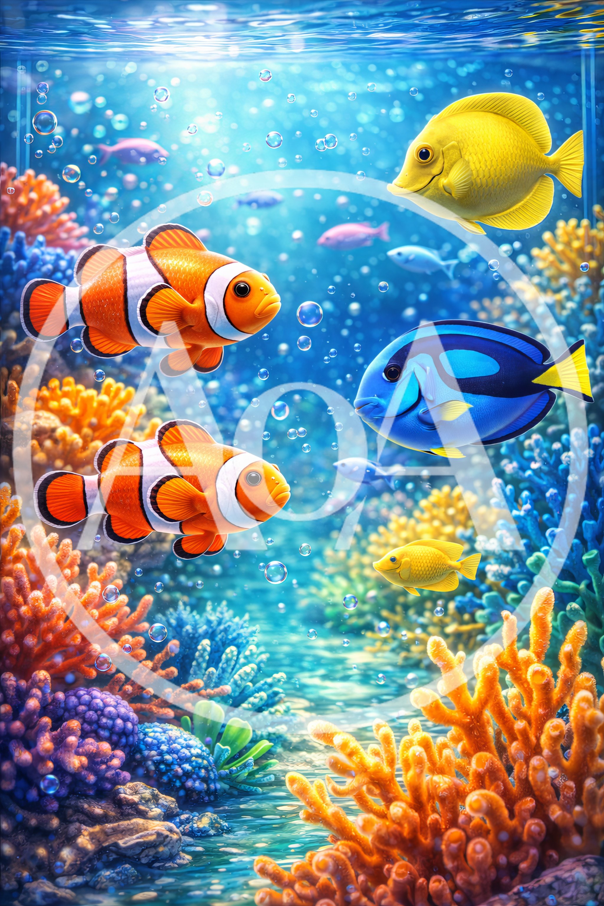 Vibrant Tropical Fish Swimming Among Colorful Coral Reefs