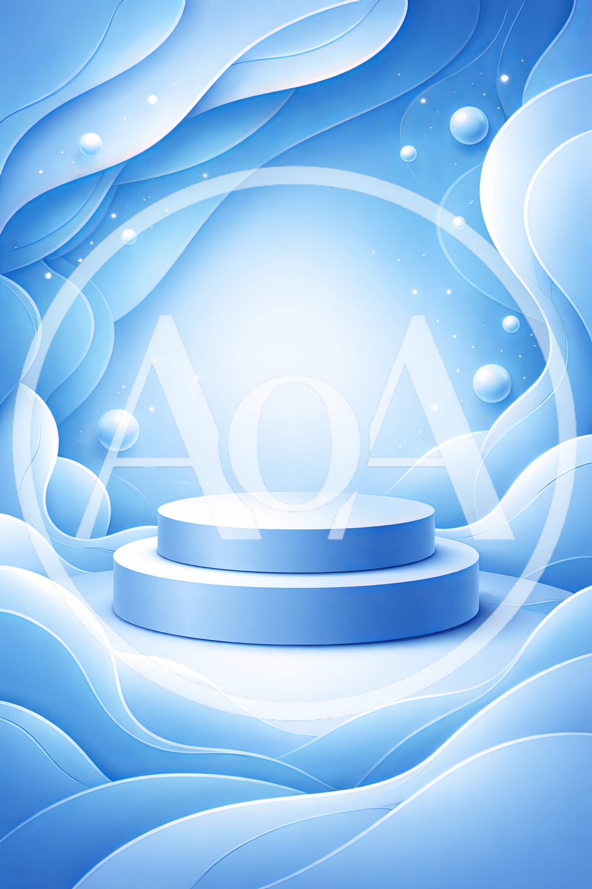 Blue Abstract Product Display Podium With Floating Spheres