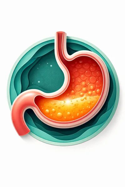 Stylized Paper Cutout Illustration Of Human Stomach