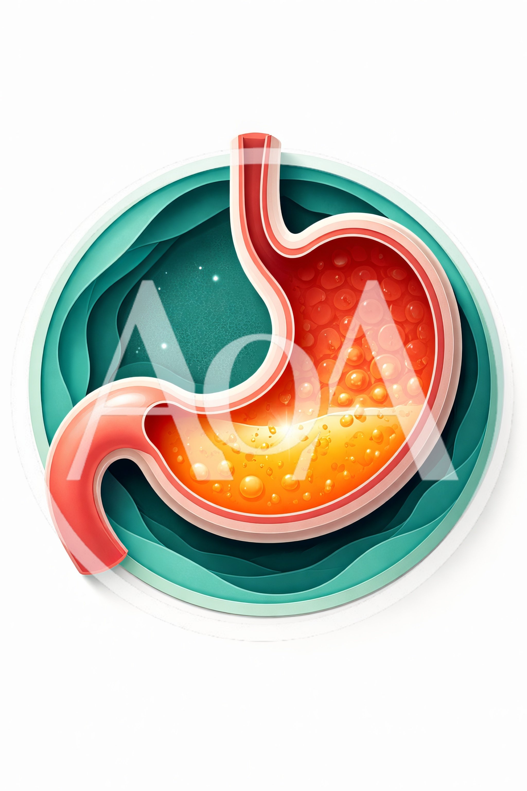 Stylized Paper Cutout Illustration Of Human Stomach