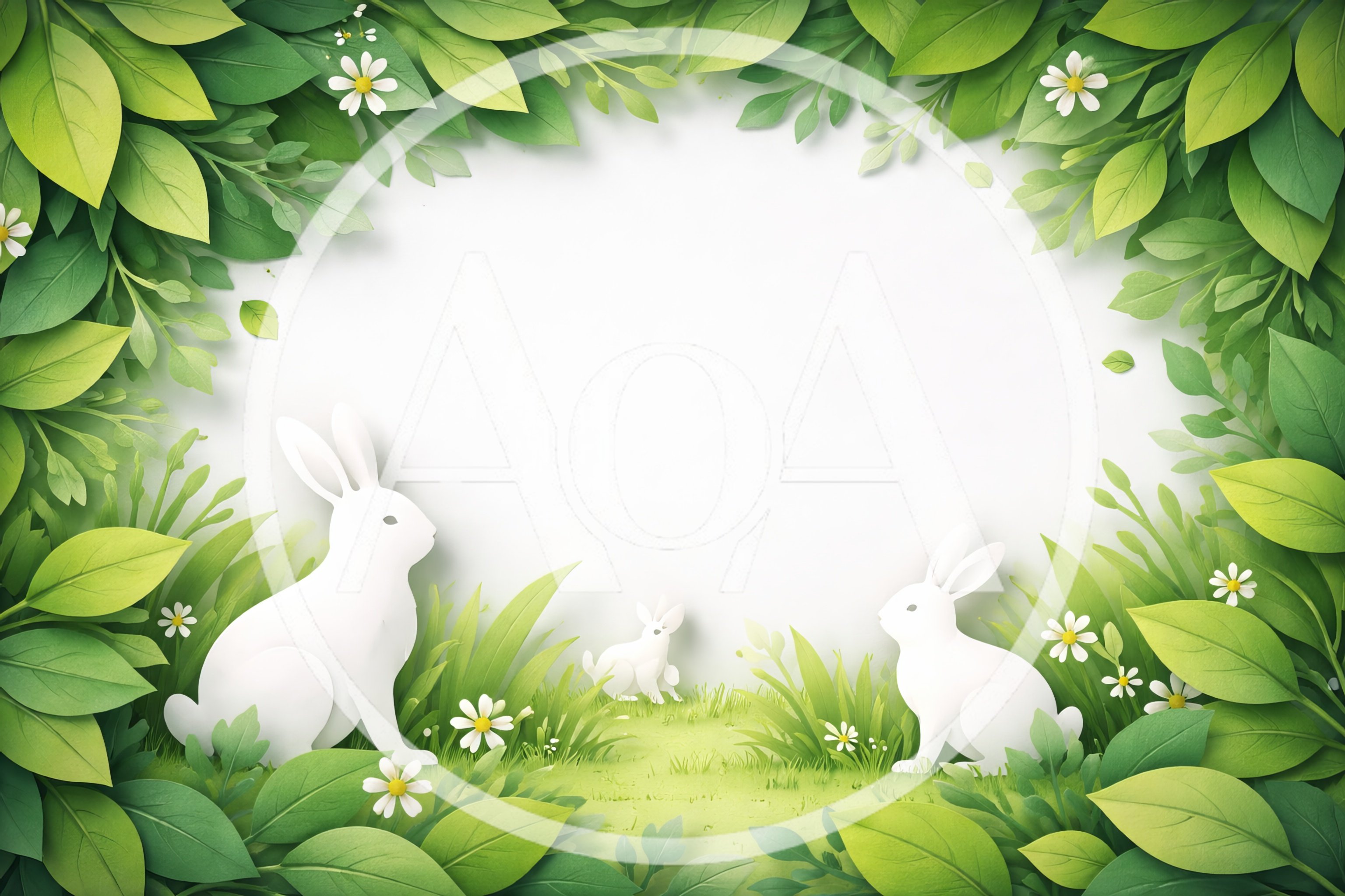 Paper Cutout Style Easter Bunnies in Greenery