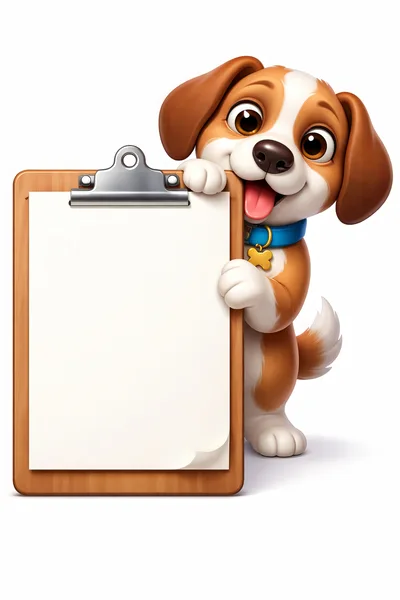 Cute Cartoon Puppy Holding A Blank Clipboard