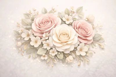 Elegant Pastel Floral Arrangement With Roses And Blossoms