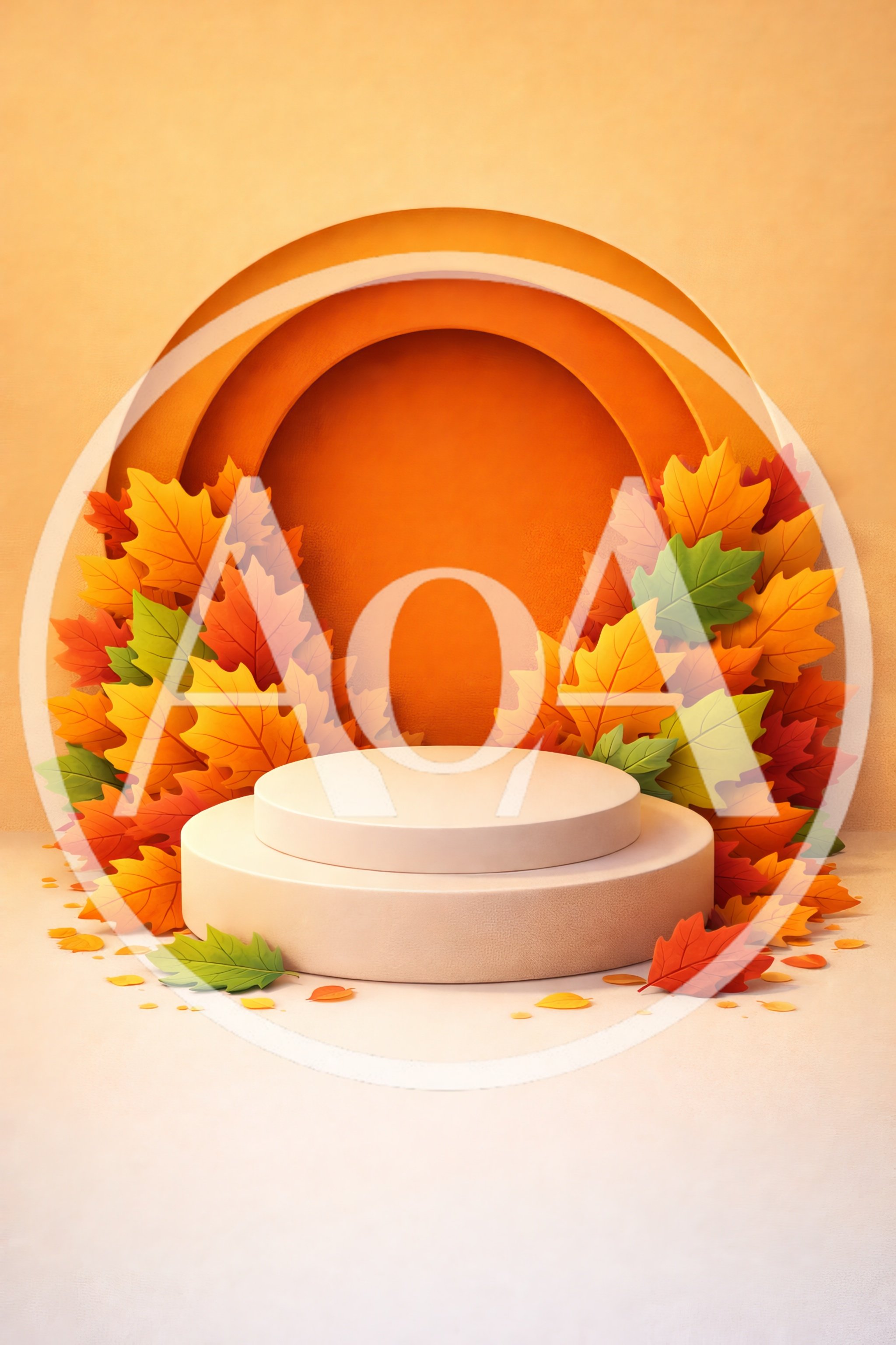 Autumn Product Display Podium With Fall Leaves