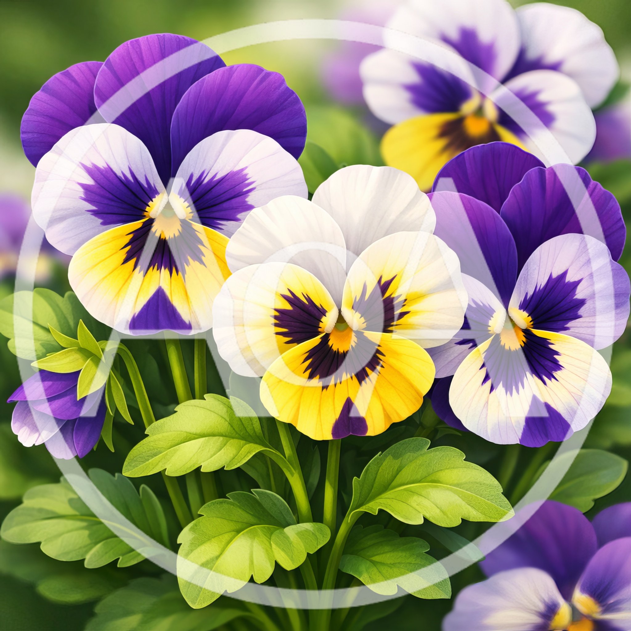 Vibrant Purple And Yellow Pansy Flowers In Garden
