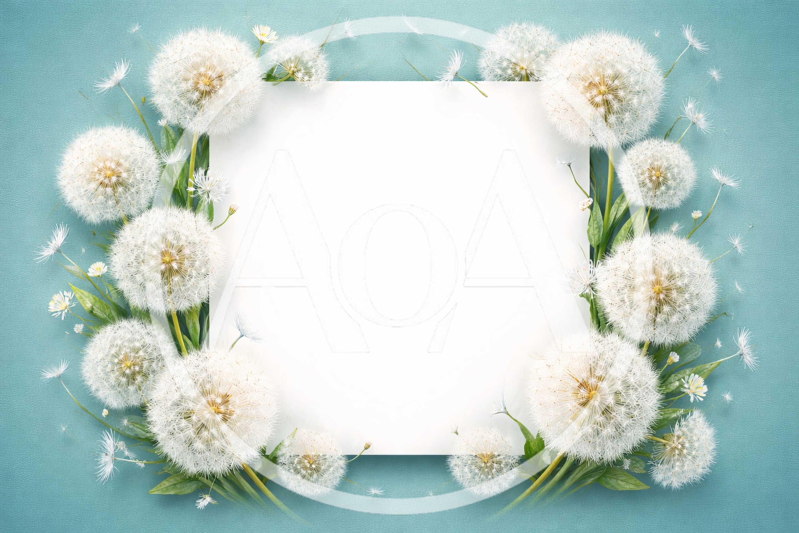 Dandelion Flower Frame With Blank White Center
