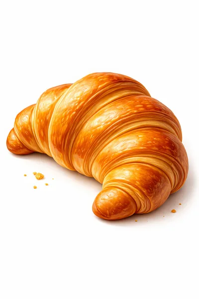 Fresh Golden Brown Croissant On White Background