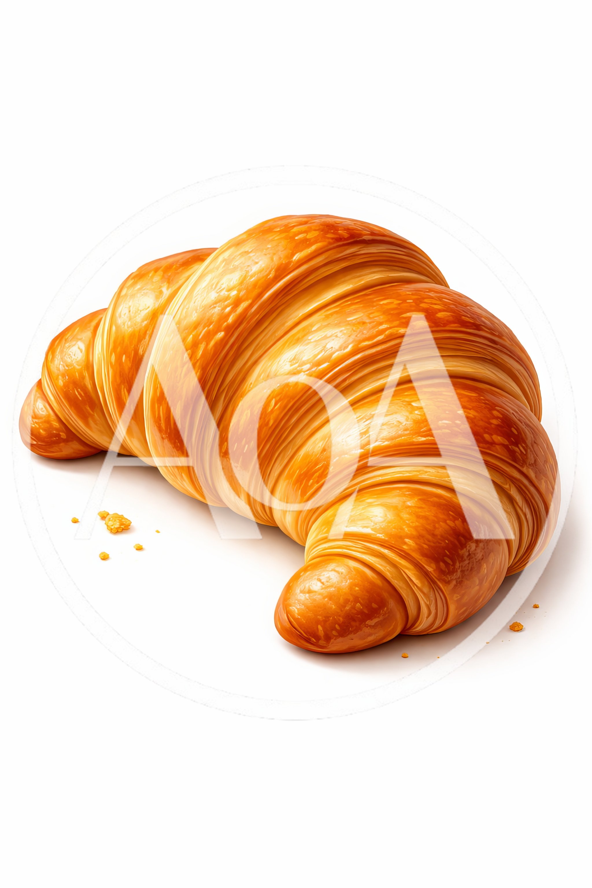 Fresh Golden Brown Croissant On White Background