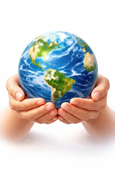 Human Hands Holding A Realistic Earth Globe