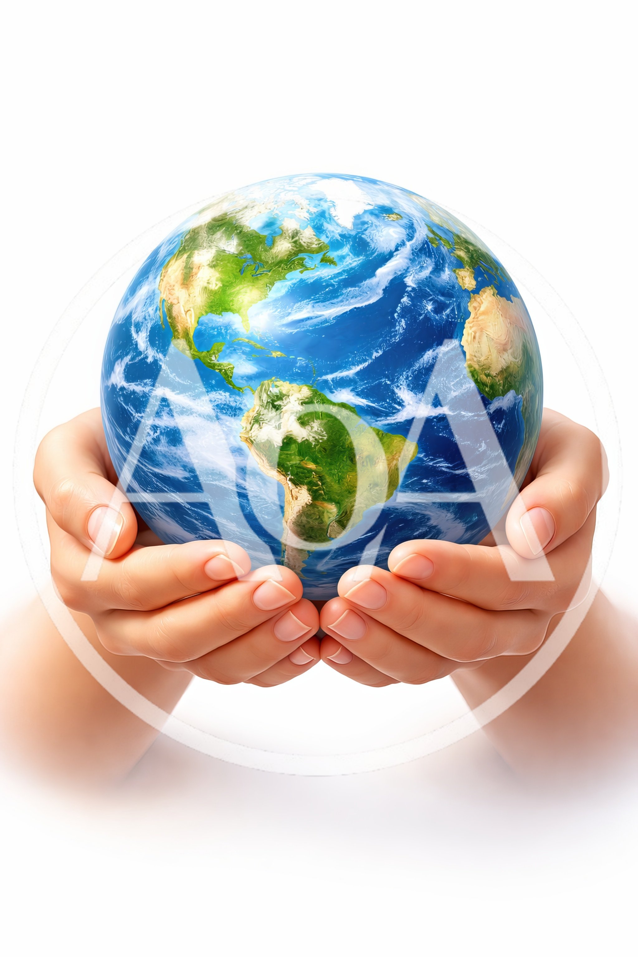 Human Hands Holding A Realistic Earth Globe