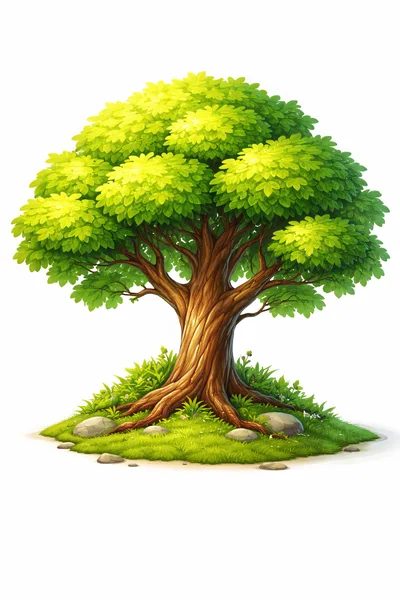 Lush Green Tree Isolated On White Background