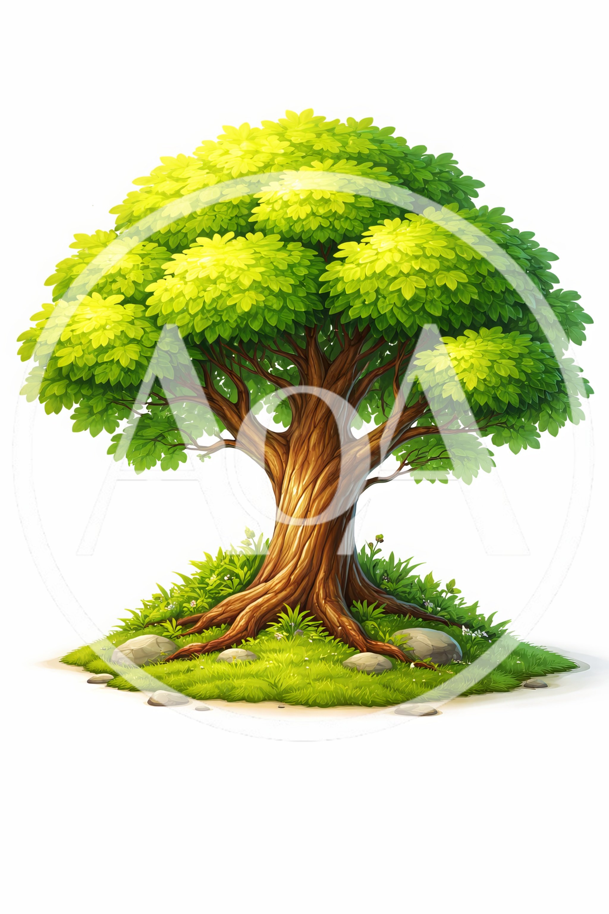 Lush Green Tree Isolated On White Background