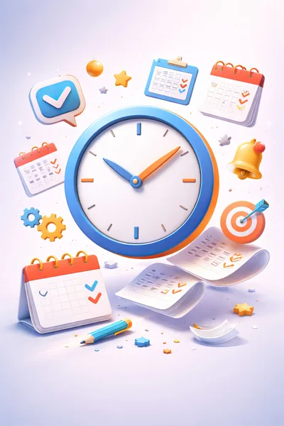 3D Time Management and Productivity Concept Illustration