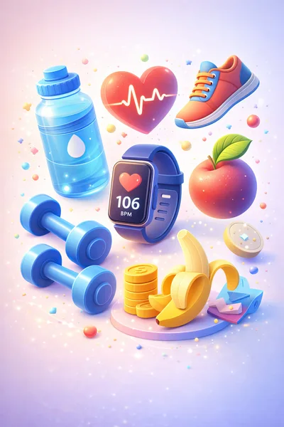 3D Fitness and Healthy Lifestyle Icons