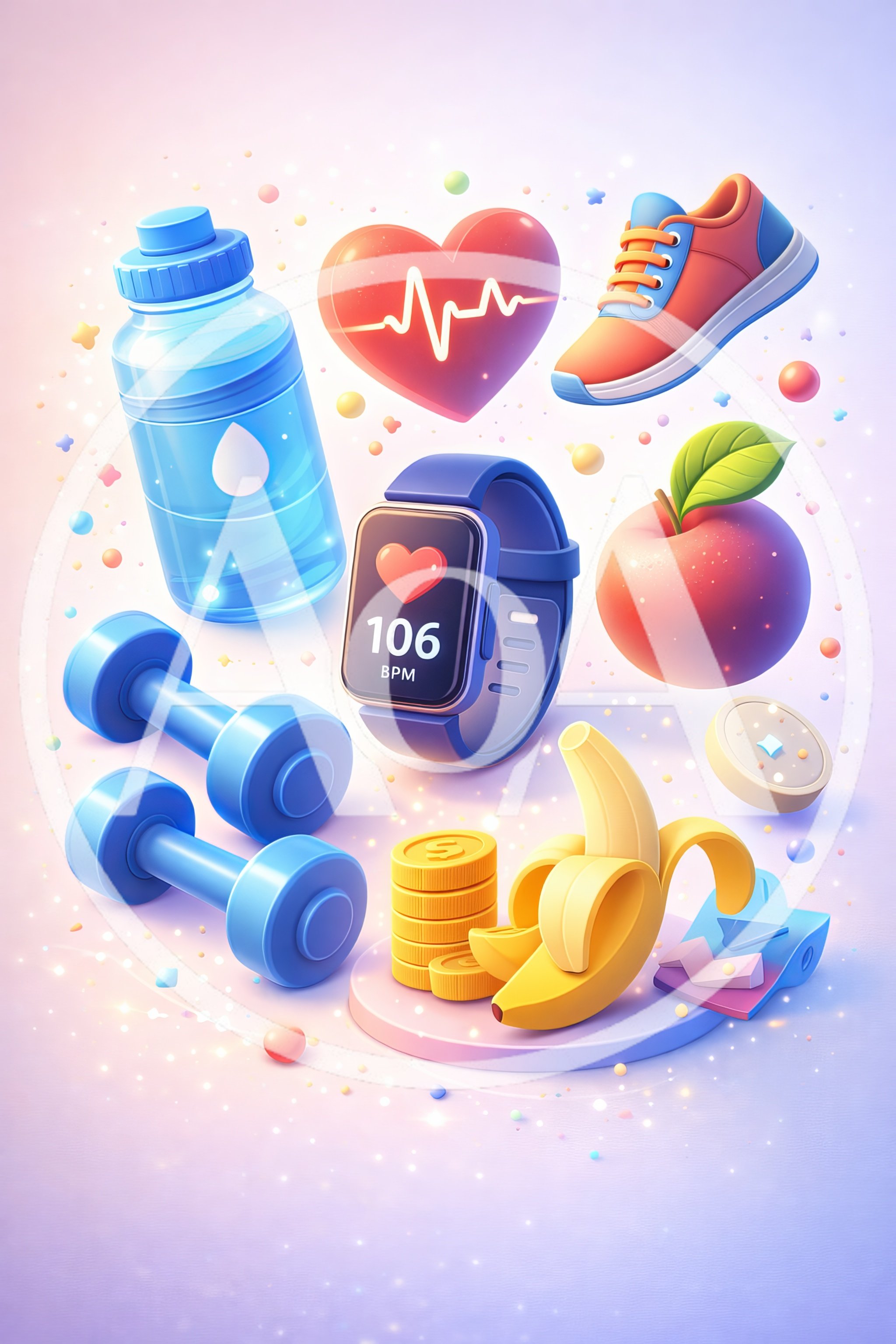 3D Fitness and Healthy Lifestyle Icons