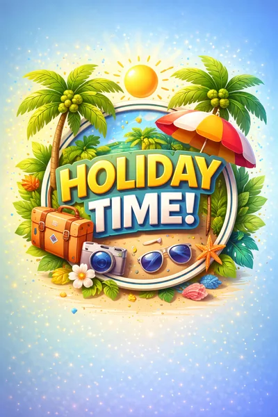 Holiday Time Tropical Beach Vacation Illustration