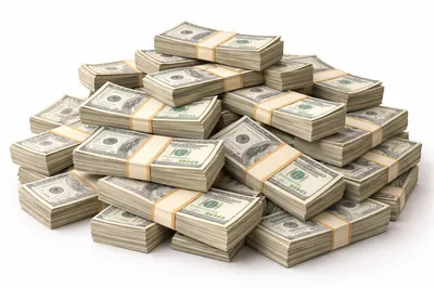 Large Pile Of Stacked One Hundred Dollar Bills