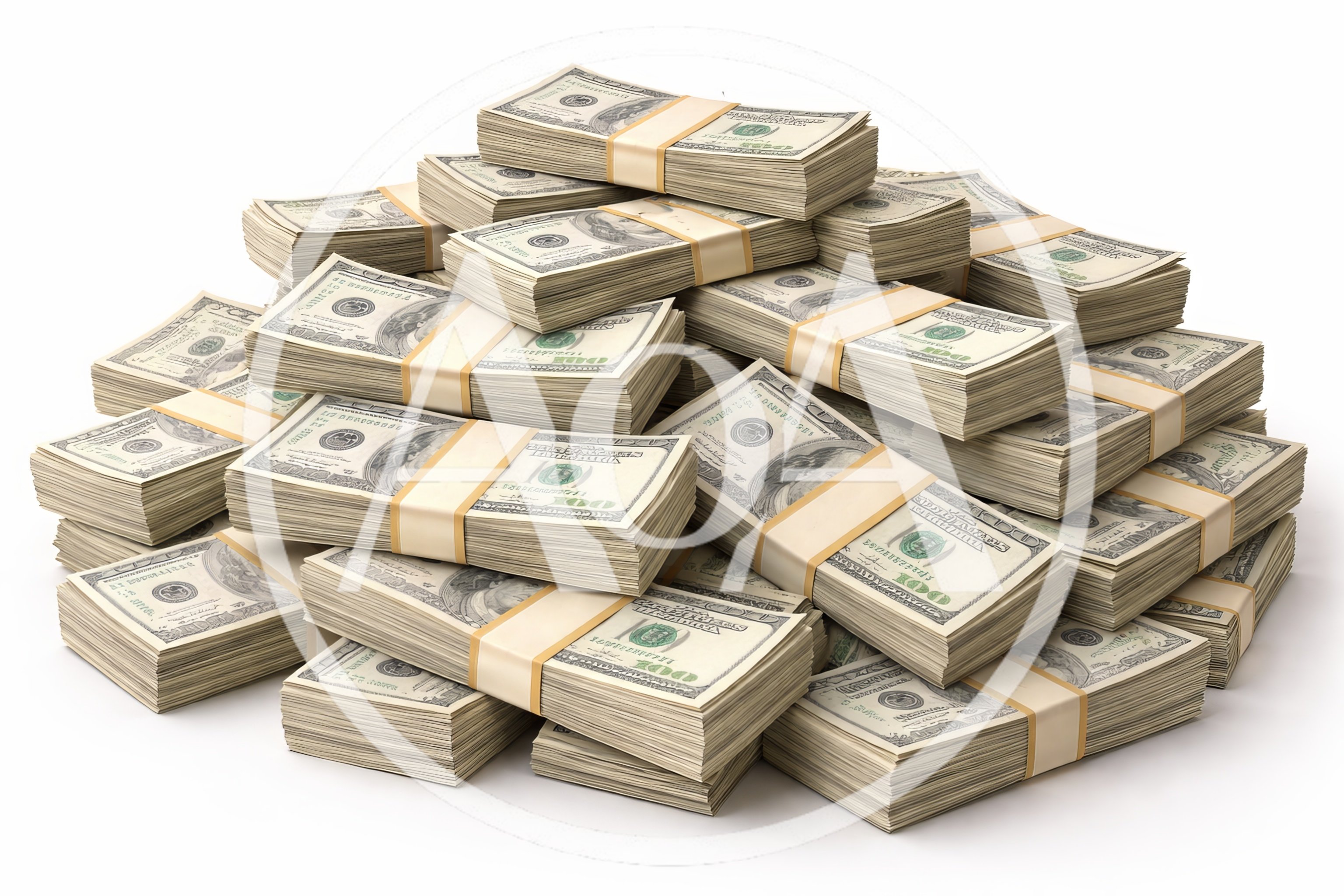 Large Pile Of Stacked One Hundred Dollar Bills