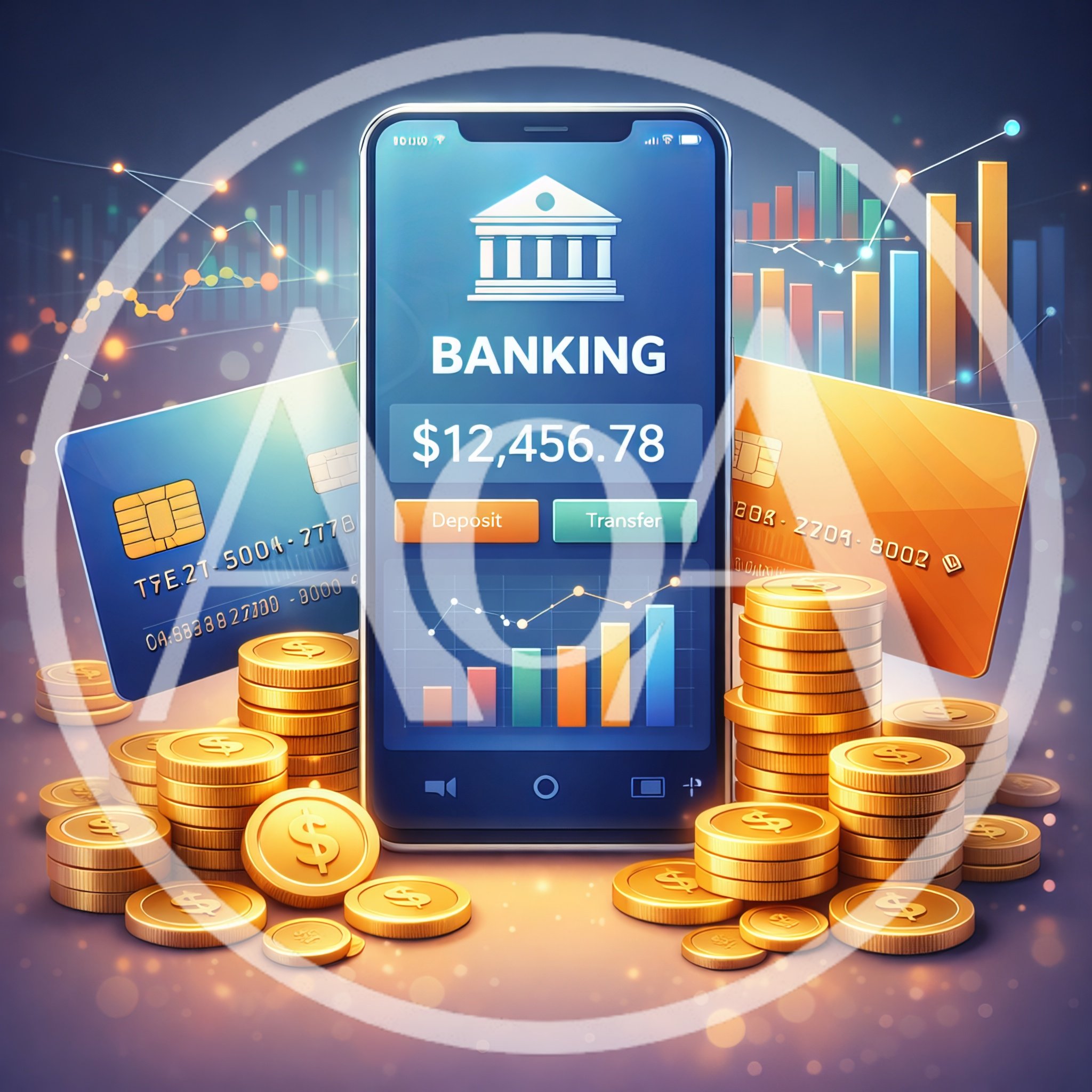 Digital Banking Concept With Smartphone And Gold Coins