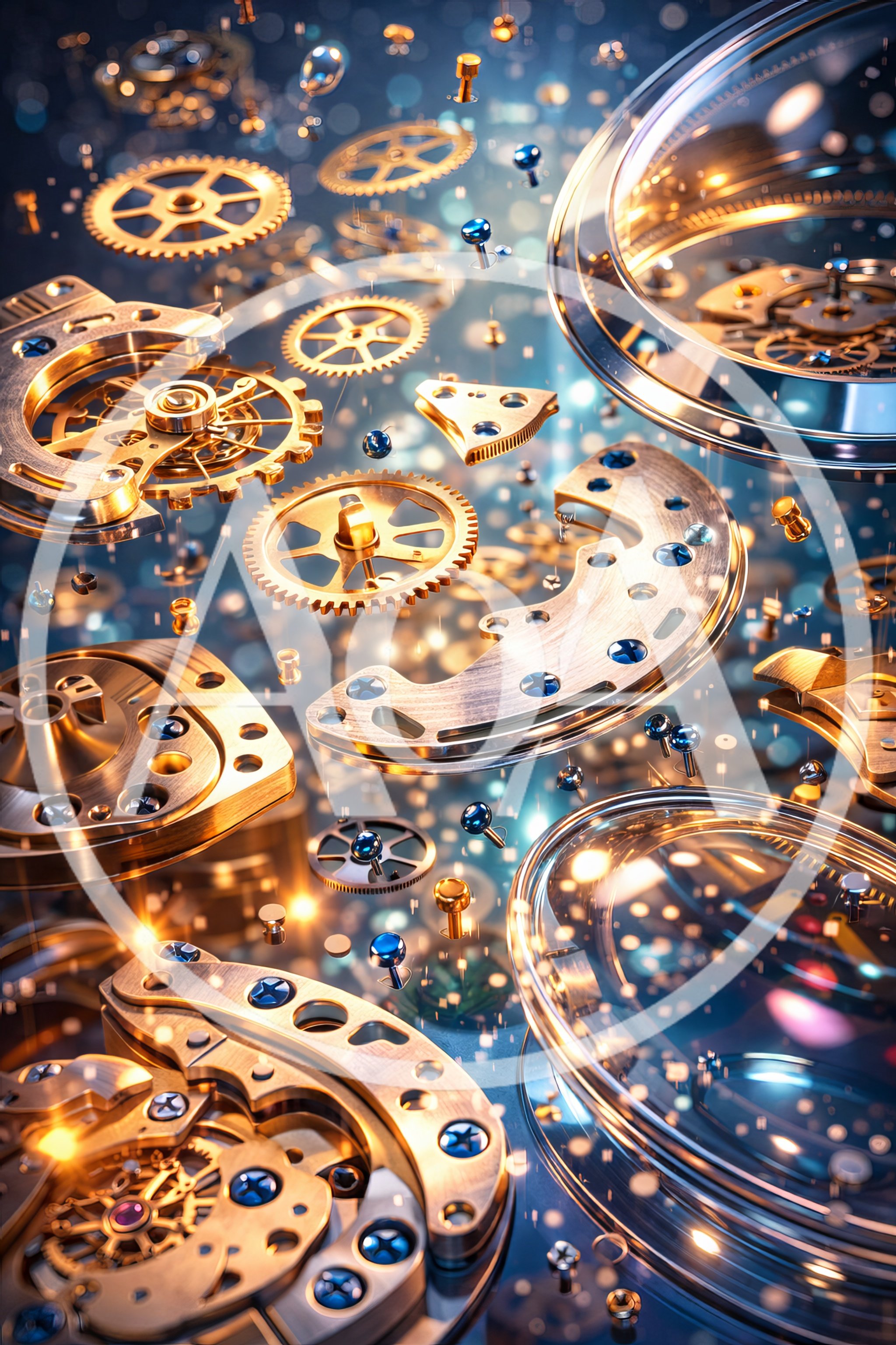 Exploded View Of Intricate Mechanical Watch Movement Components
