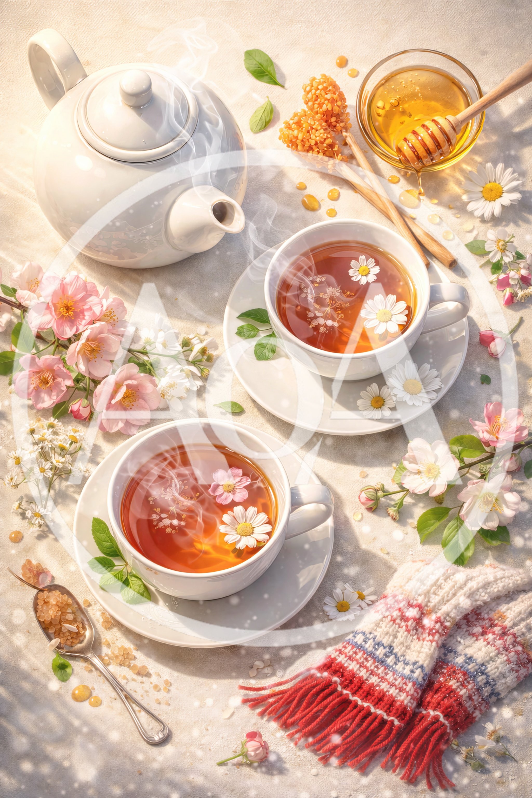 Cozy Tea Time With Chamomile And Honey