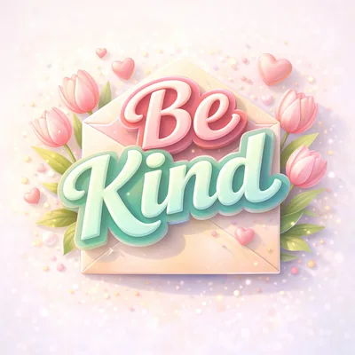 Be Kind Typography With Tulips And Envelope
