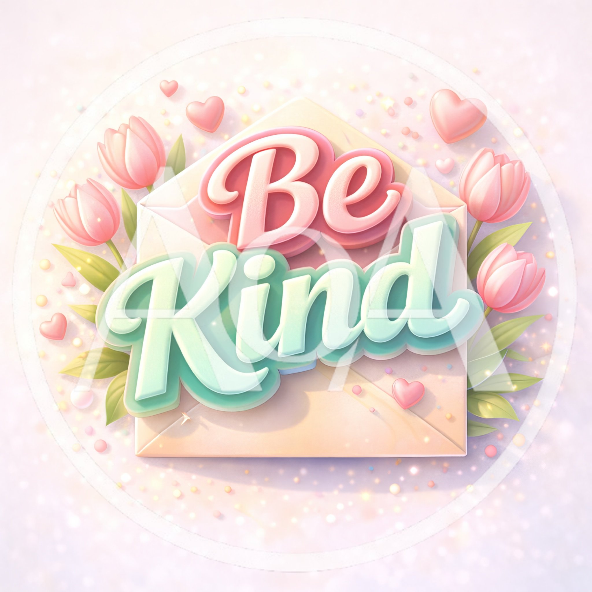 Be Kind Typography With Tulips And Envelope