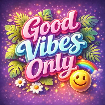 Good Vibes Only Typography With Tropical Elements