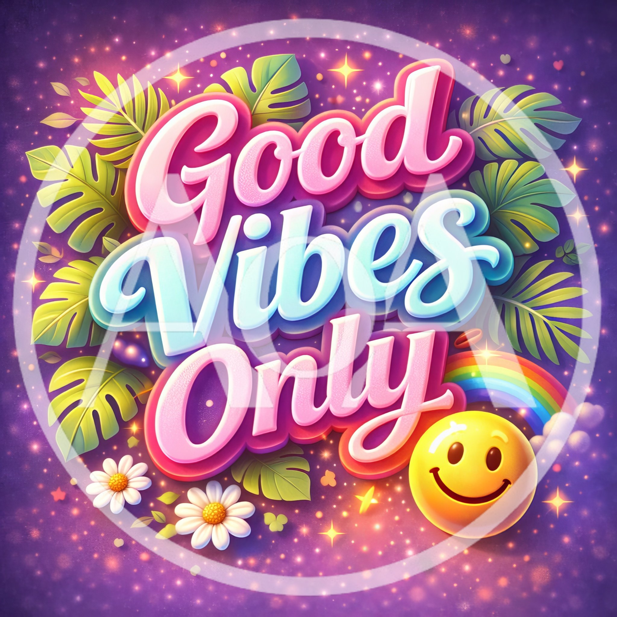 Good Vibes Only Typography With Tropical Elements