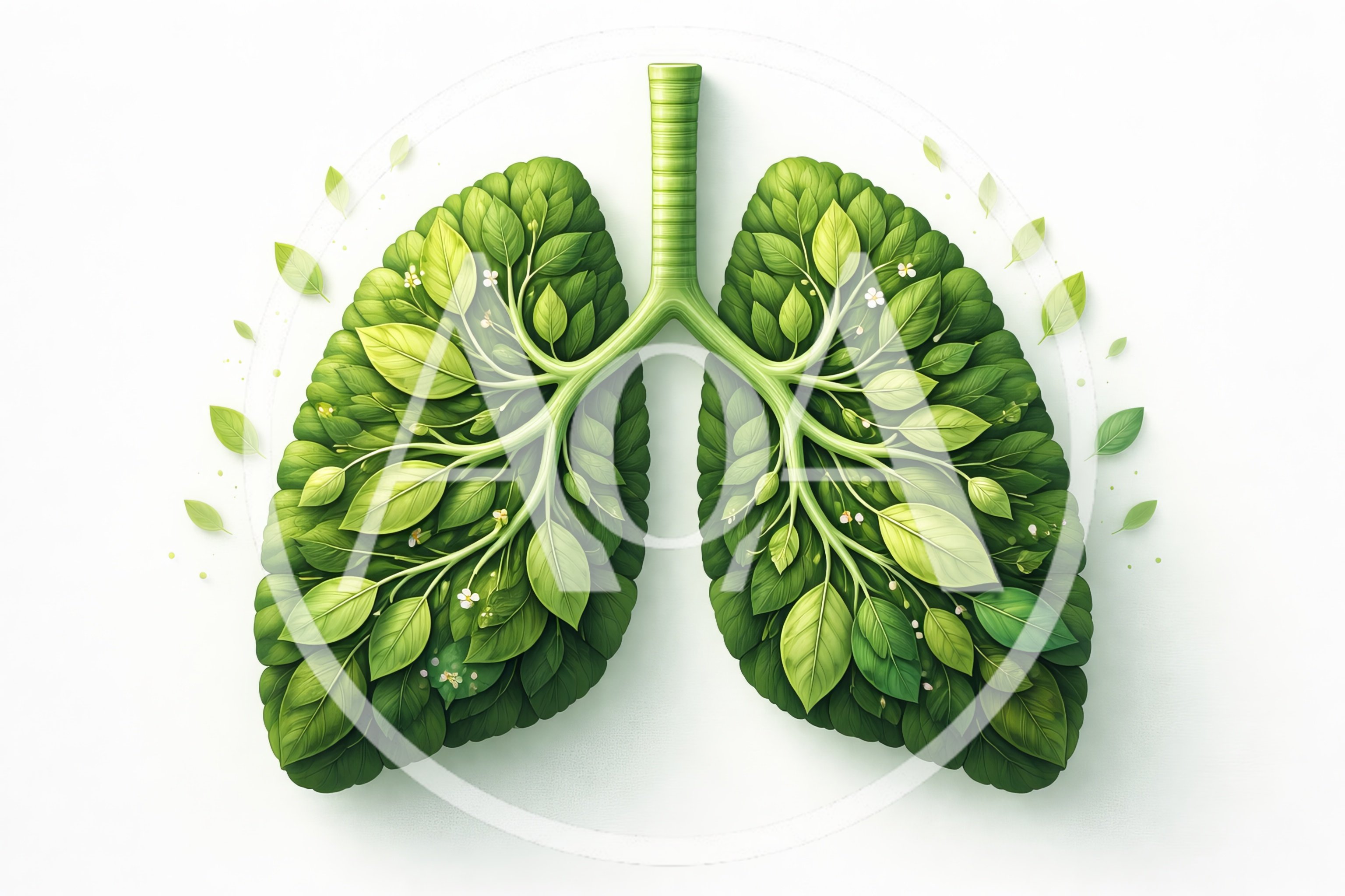 Conceptual Illustration Of Human Lungs Made Of Green Leaves