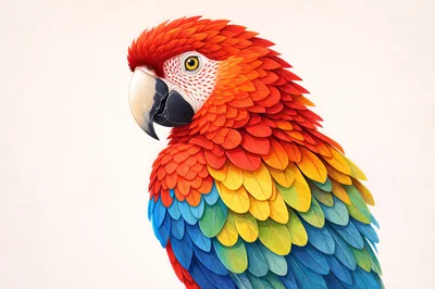 Vibrant Scarlet Macaw Portrait Illustration