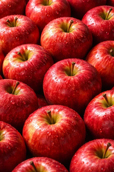 Fresh Red Apples With Water Droplets