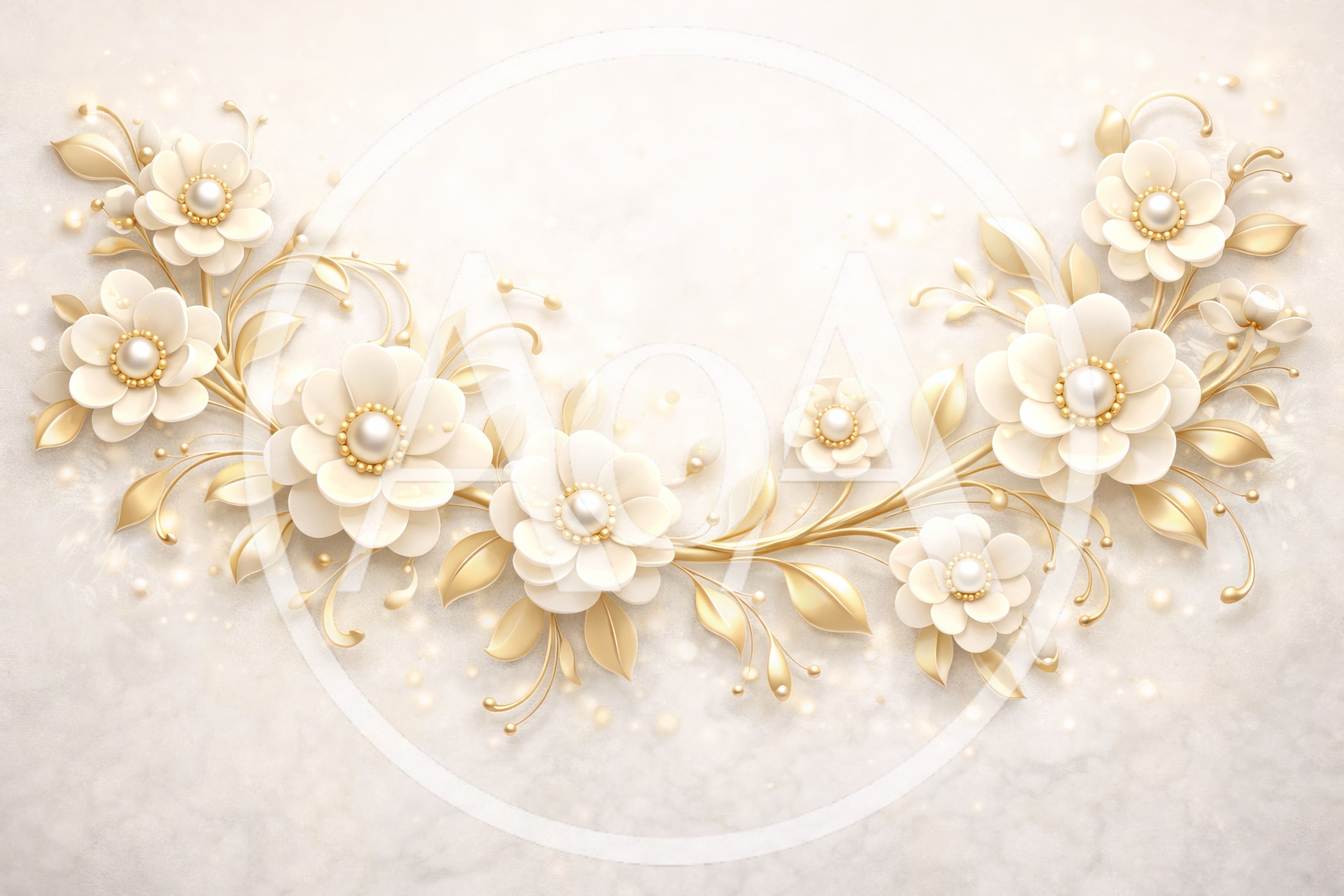 Elegant Floral Garland With Gold Leaves And Pearls