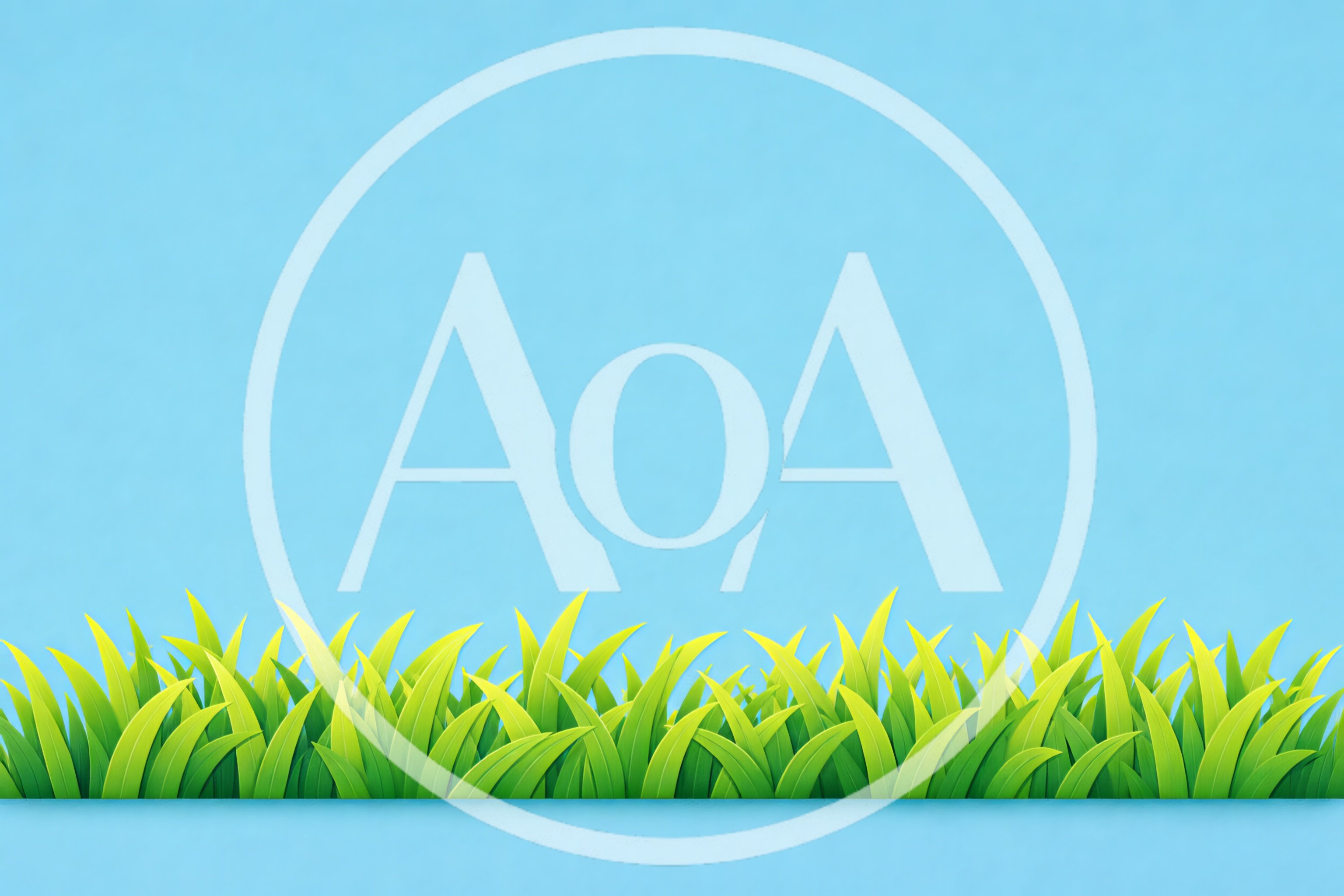 Green Grass Blades Against A Solid Blue Background