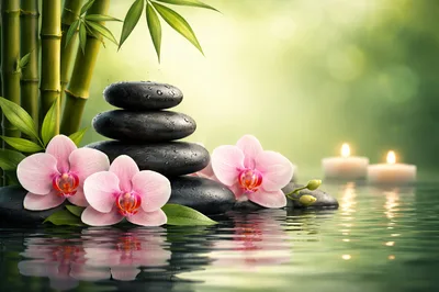 Zen Spa Still Life With Bamboo And Orchids