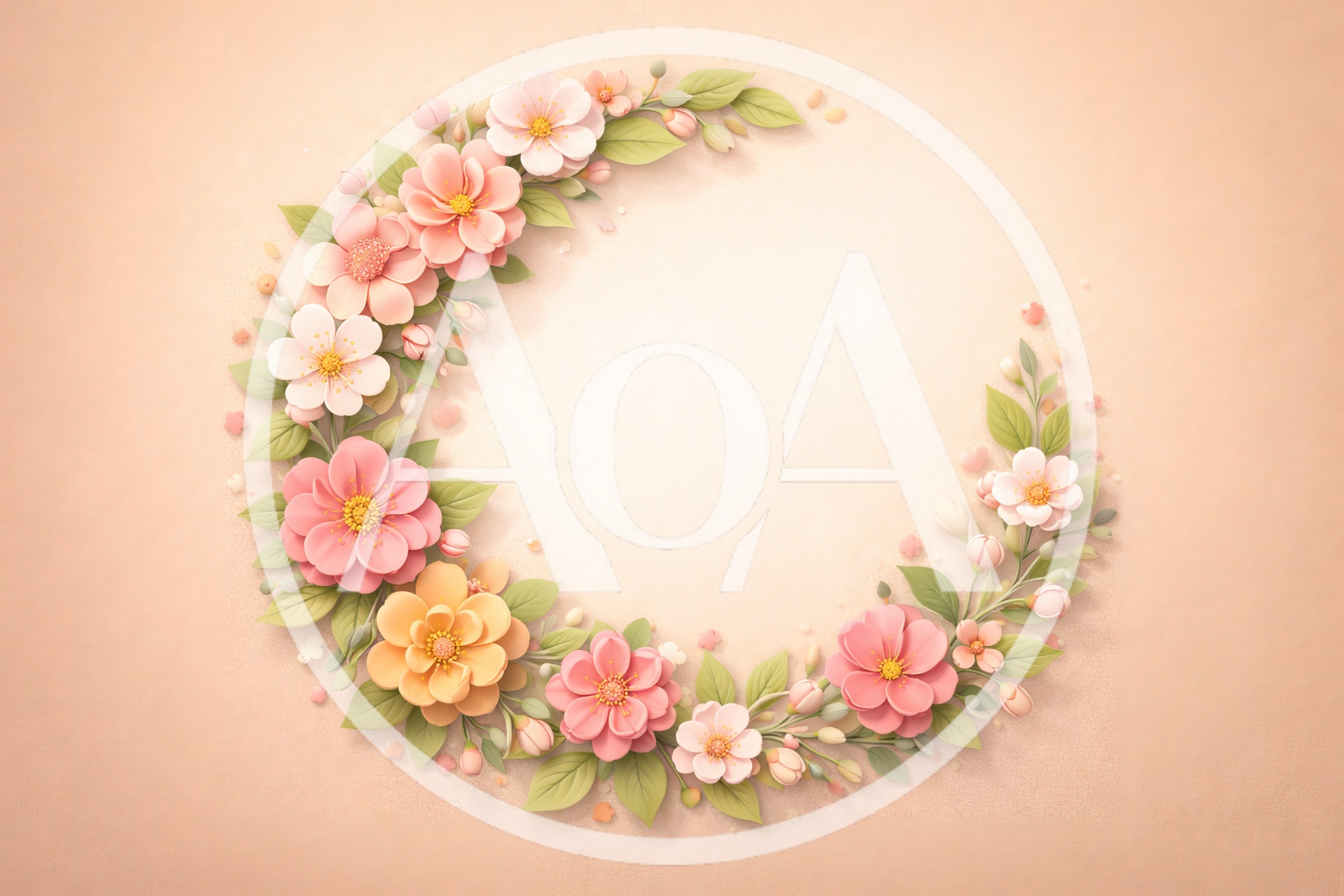 Floral Wreath Frame With Pastel Spring Flowers