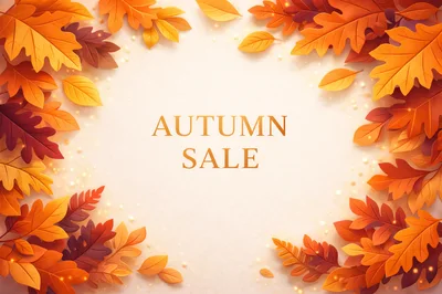 Autumn Sale Background With Golden Fall Leaves