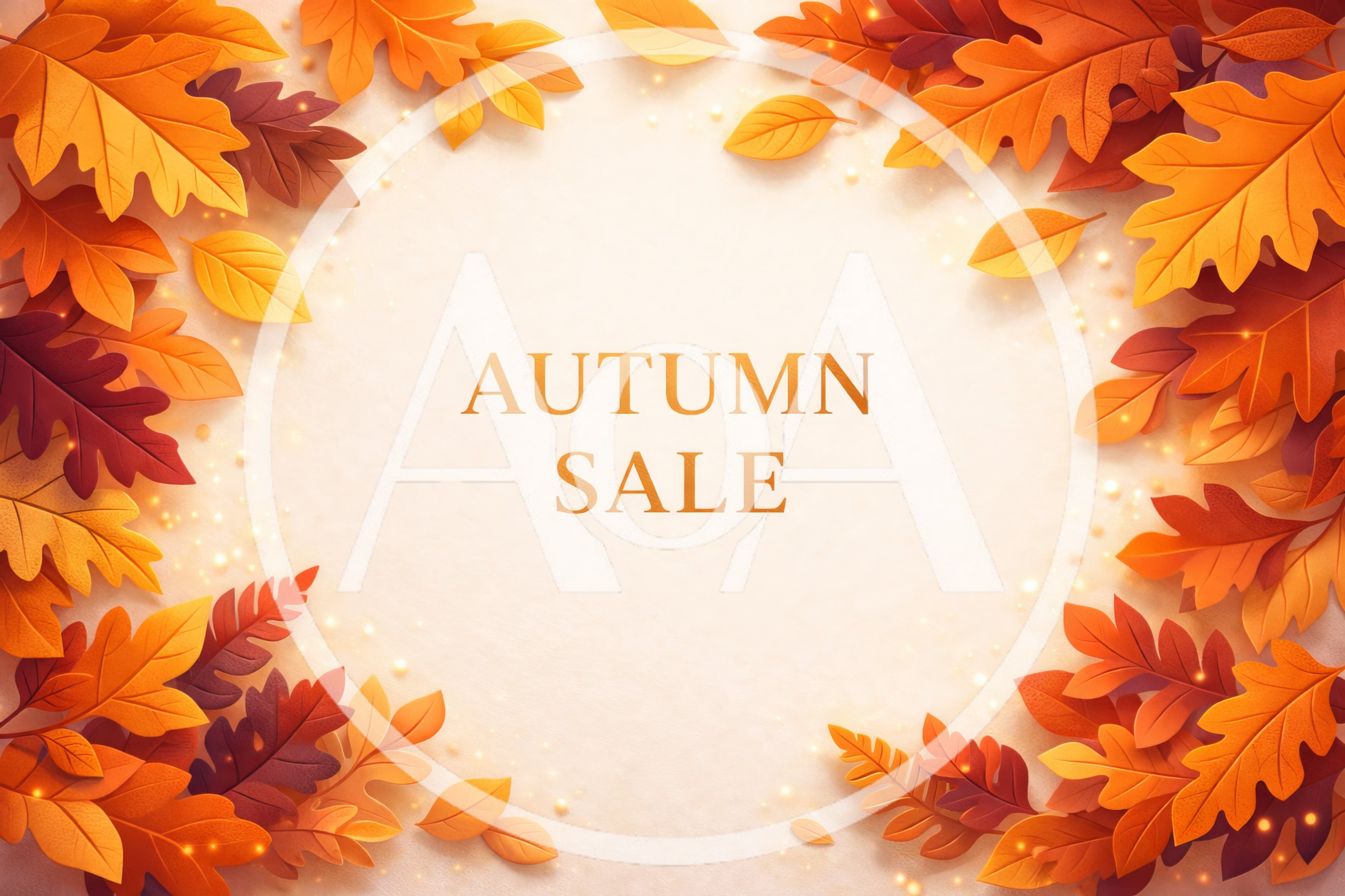 Autumn Sale Background With Golden Fall Leaves