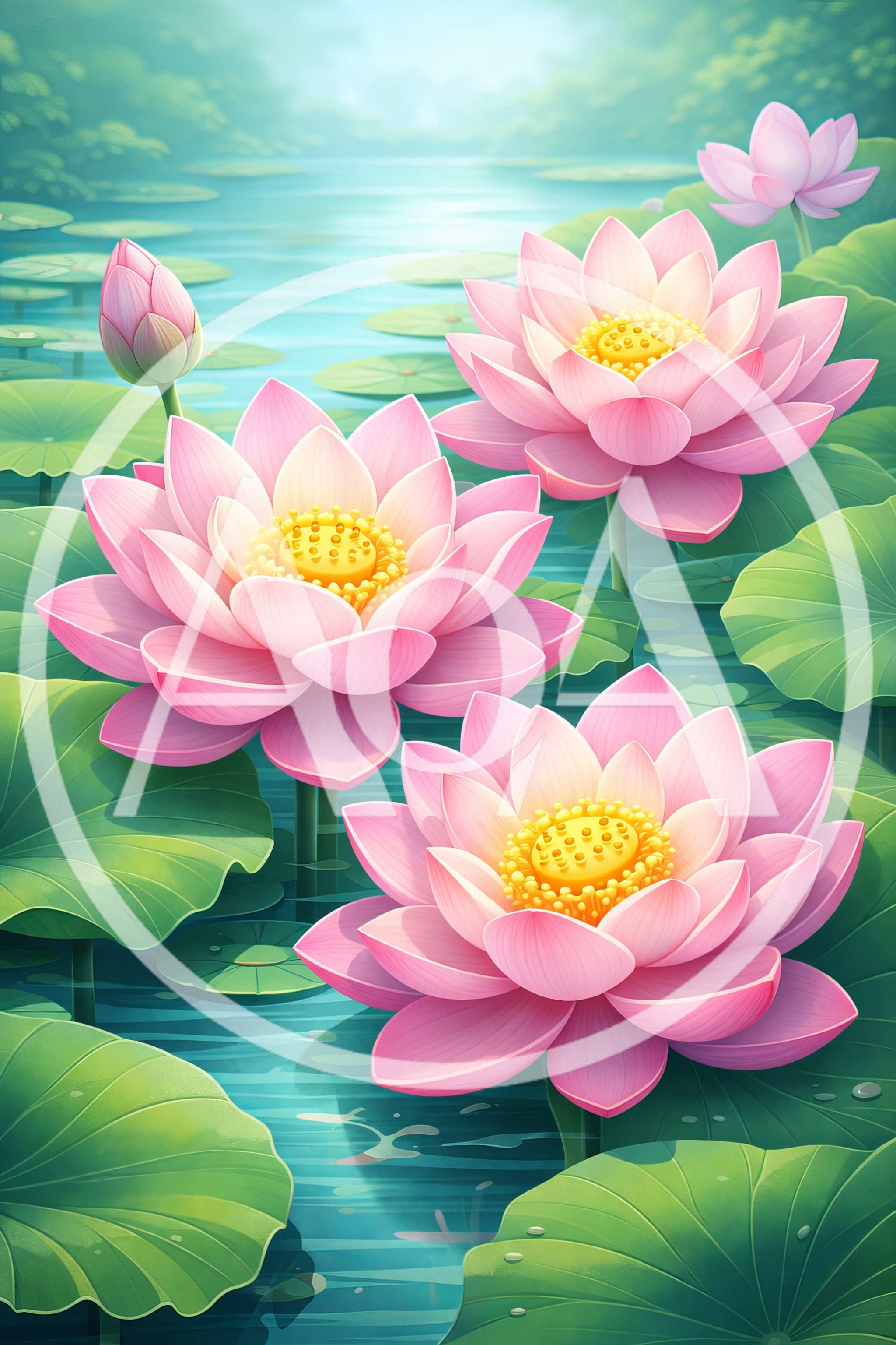Pink Lotus Flowers Blooming In A Serene Pond