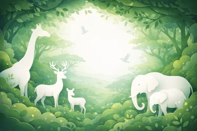 Paper Cutout Style Forest Animals Illustration