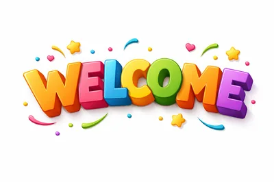 Colorful 3D Welcome Text Graphic