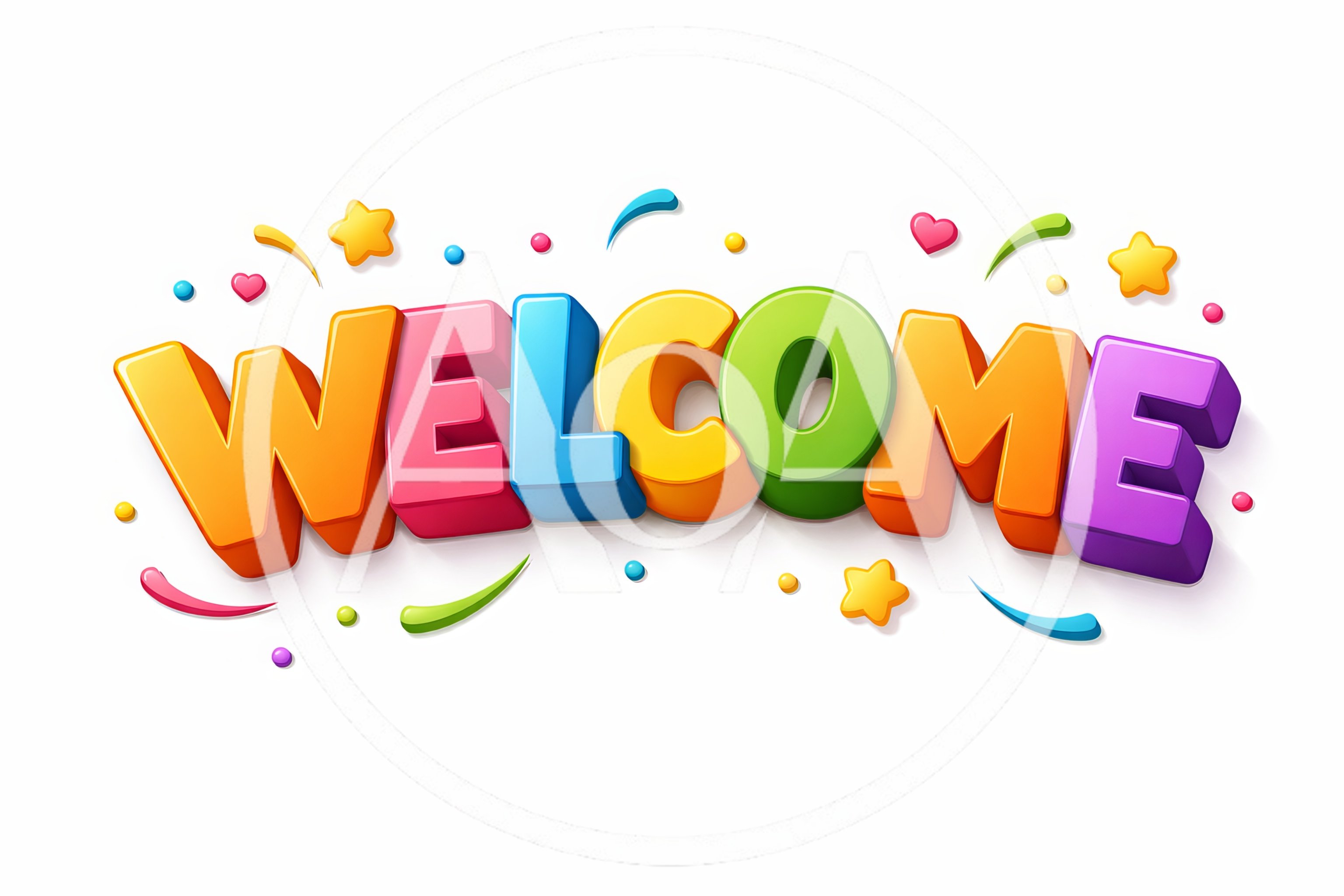 Colorful 3D Welcome Text Graphic