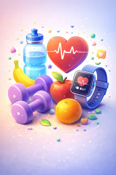 Healthy Lifestyle Concept With Fitness Equipment And Fruit