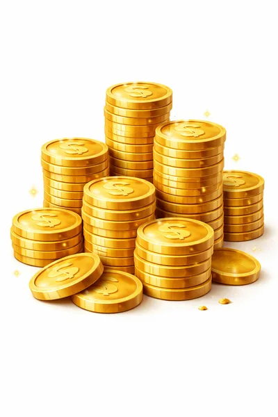 Stacks Of Shiny Gold Coins With Dollar Symbols