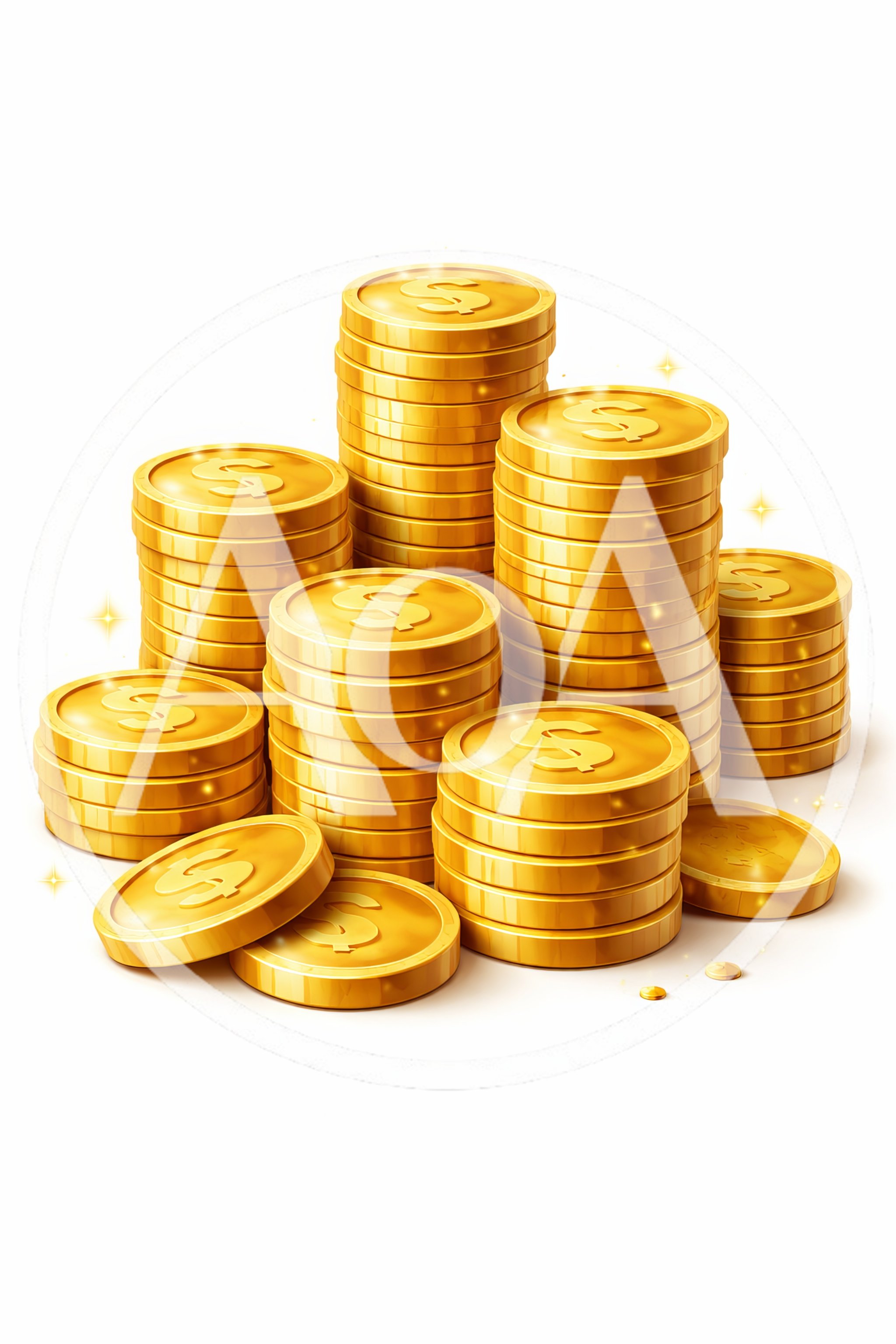 Stacks Of Shiny Gold Coins With Dollar Symbols