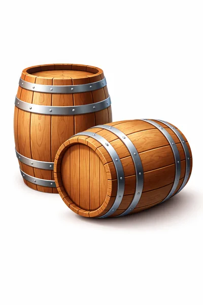 Two Wooden Barrels Isolated On White Background