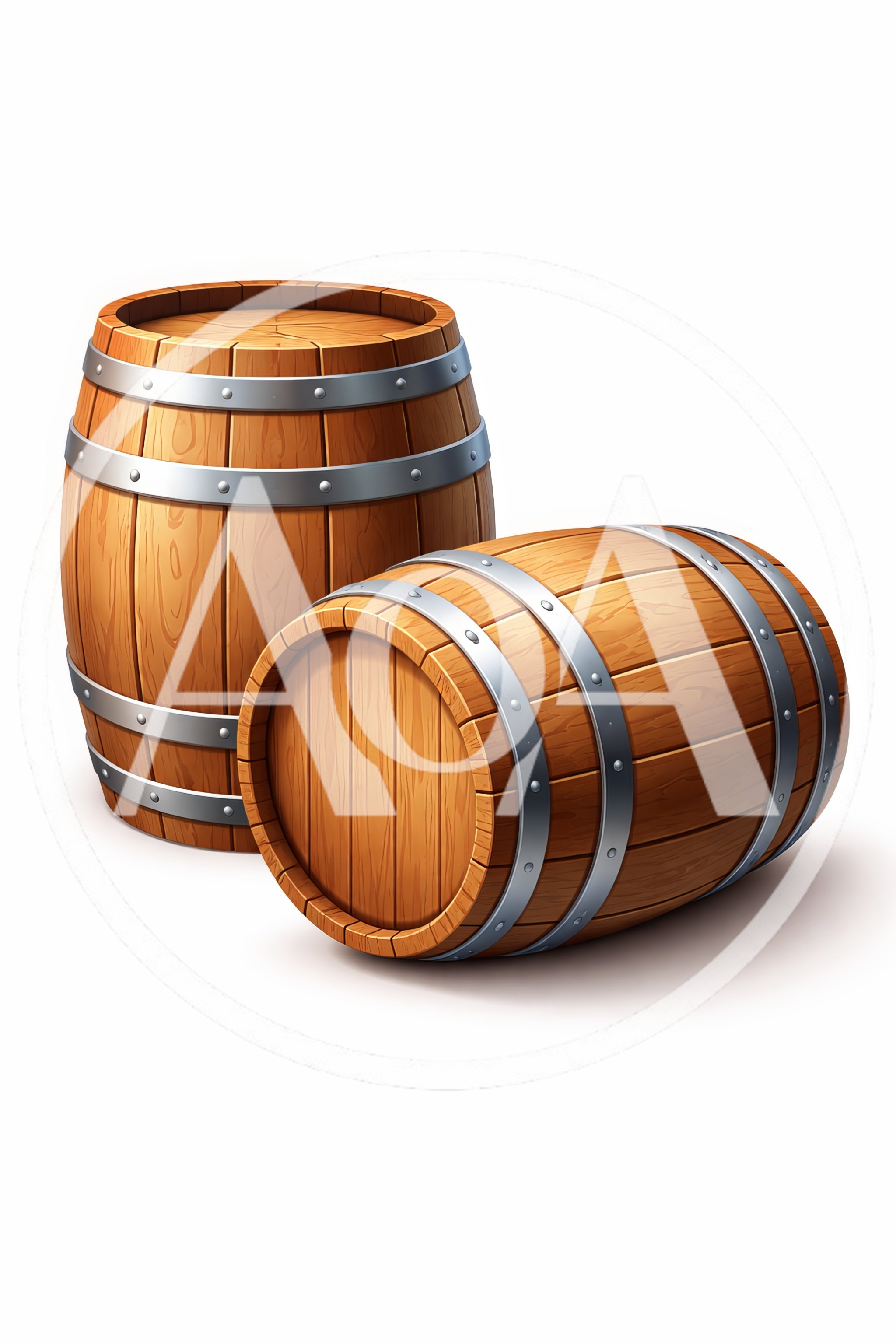 Two Wooden Barrels Isolated On White Background