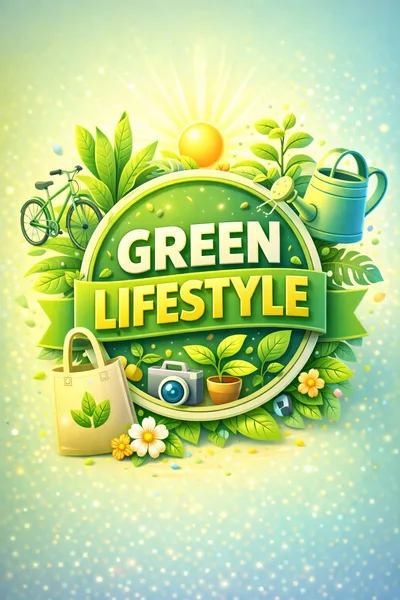 Green Lifestyle Concept Illustration With Eco Friendly Elements