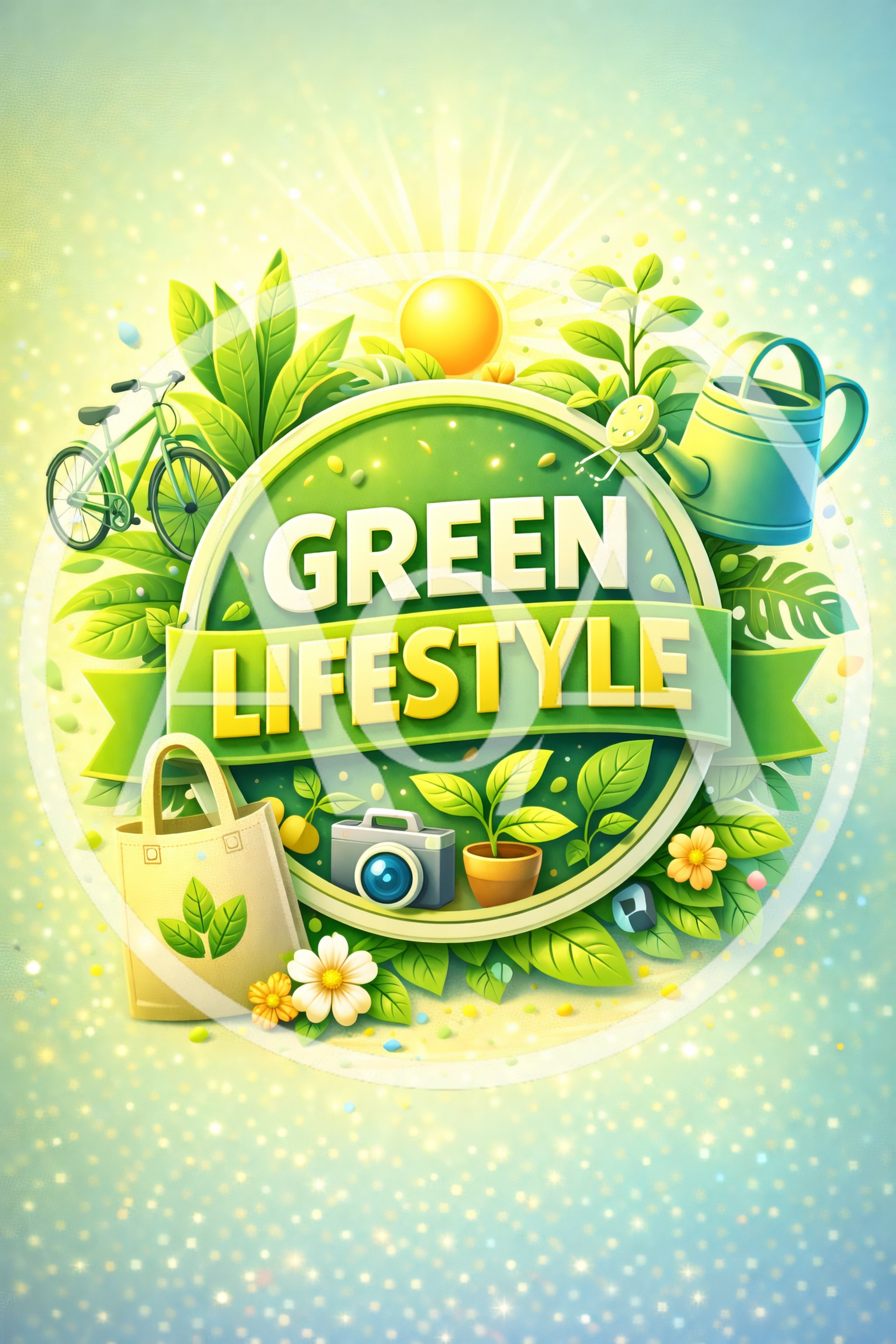 Green Lifestyle Concept Illustration With Eco Friendly Elements